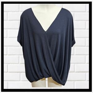 DOUBLE ZERO Chic Charcoal V-Neck Women's Blouse Lovely Large(12-14)